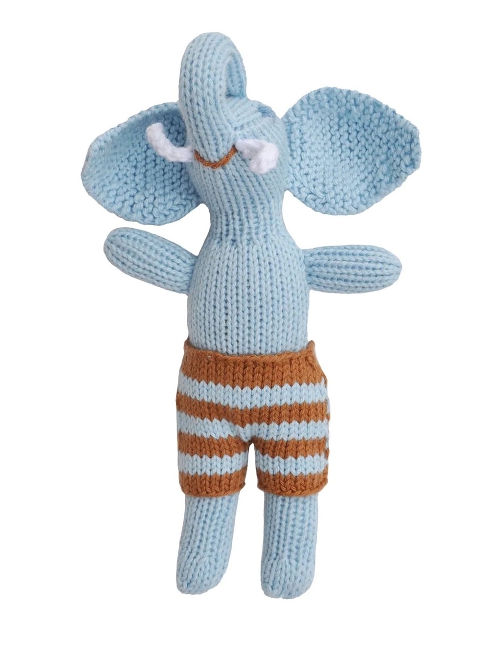 Blabla kids Hand-Knit Blue Elephant rattle toy original boy